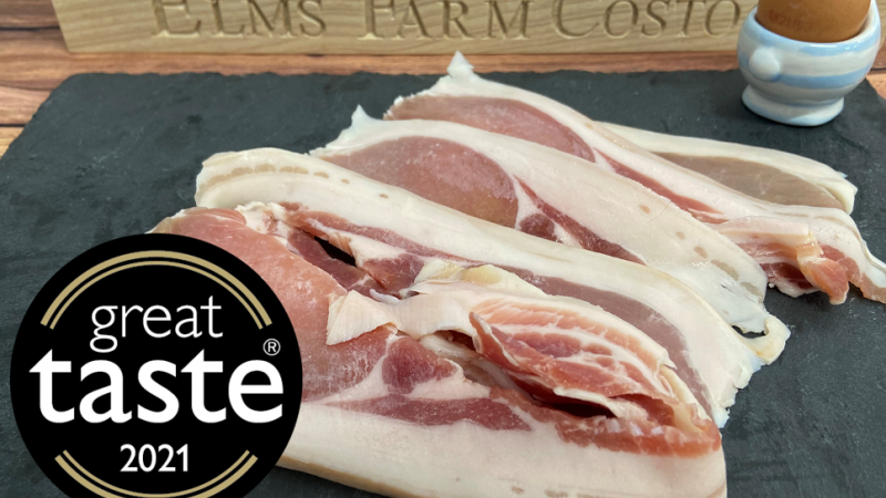 Great Taste Award 2021 Bacon by Elms Farm Costock 